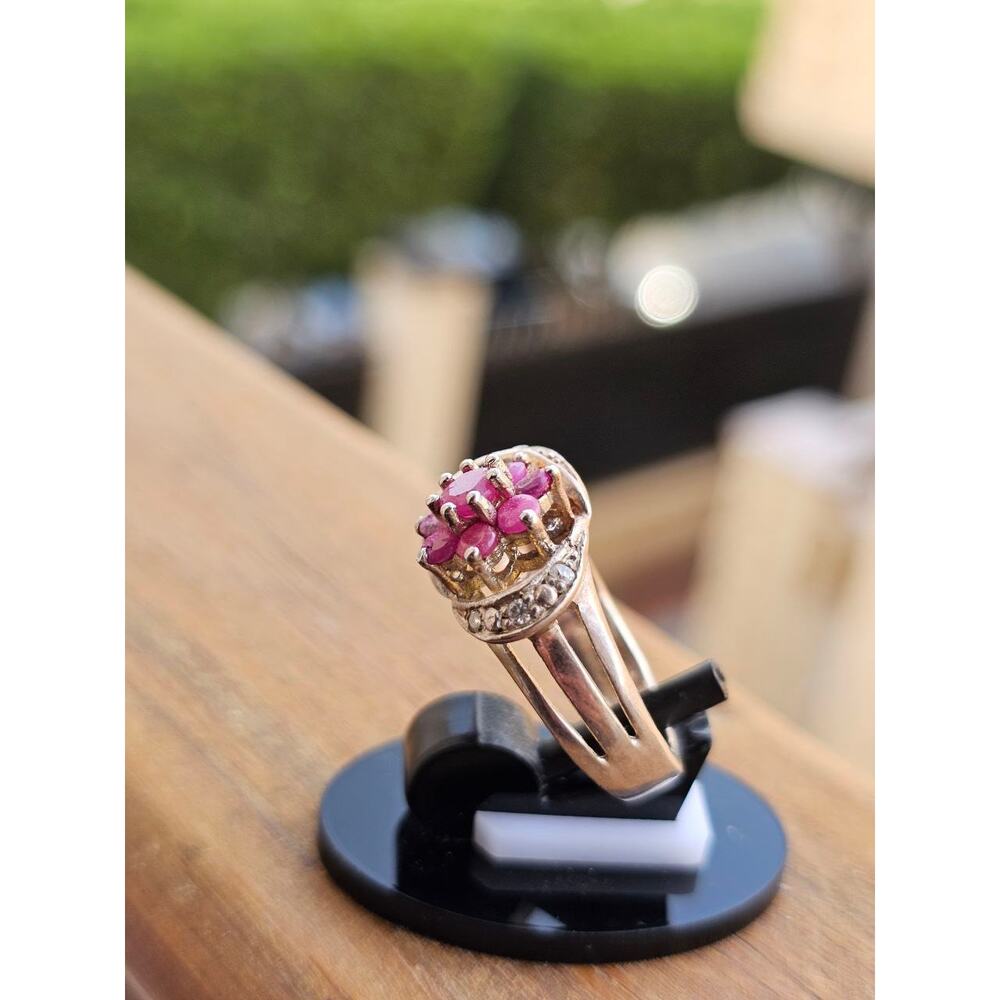 Handmade Sterling Silver Ruby Flower Ring